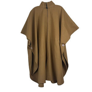 Bemidji Woolen Mills Women's Vintage Chestnut Brown Zip Up Poncho Wool Blend